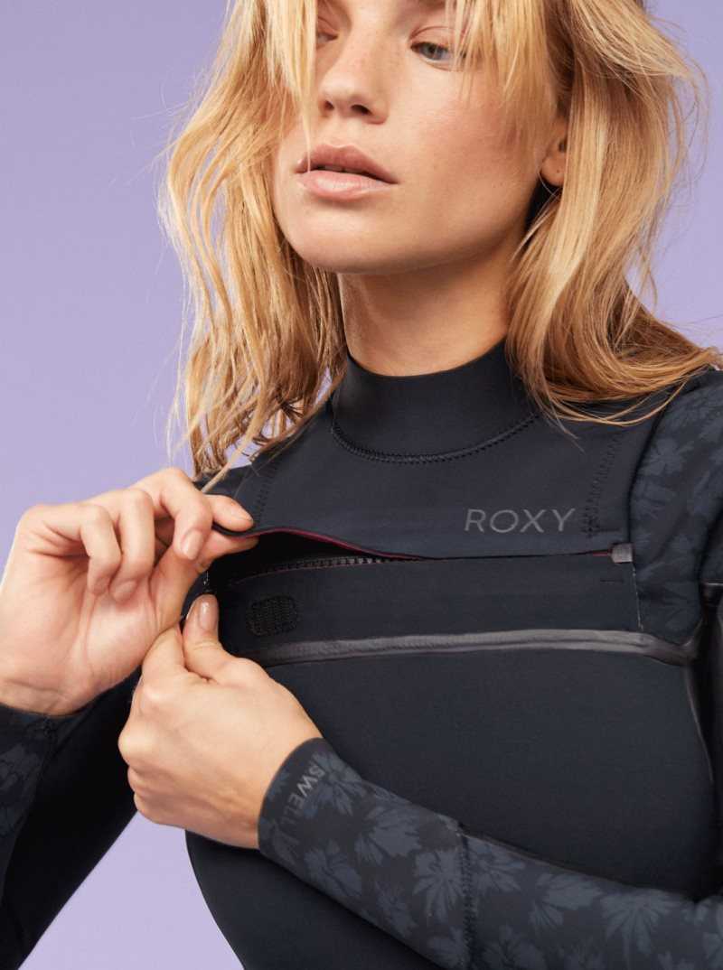 Black Roxy 3/2mm Swell Series Chest Zip Wetsuit | SWANRE270