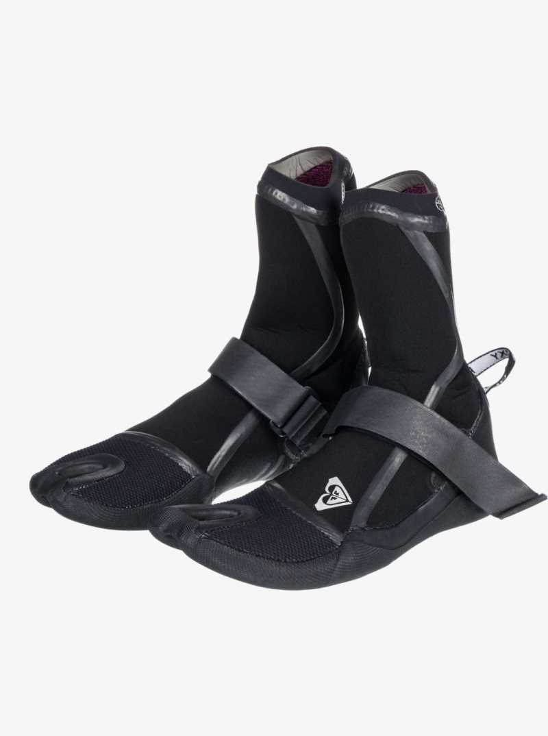 Black Roxy 3mm Elite Split Toe Wetsuit Boots | ENUSVL394