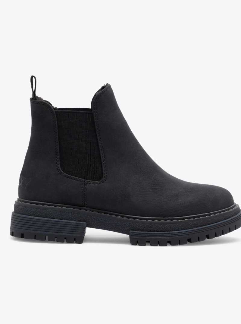 Black Roxy Lorena Chelsea Slip-On Boots | JNVSOB184