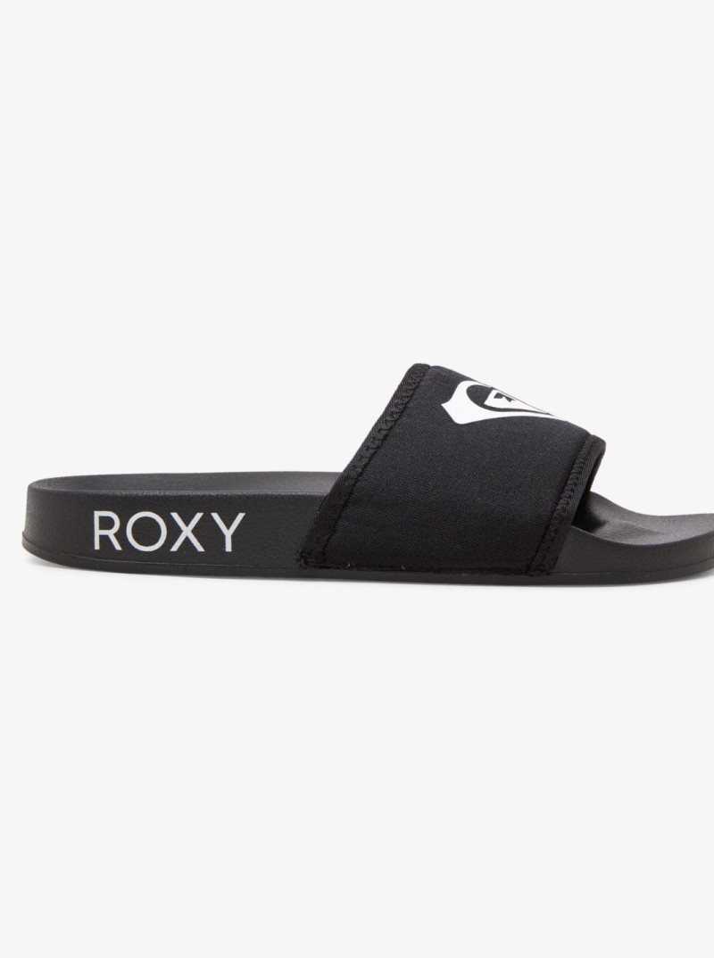 Black Roxy Slippy Neo Slide Sandals | RVNCJI061