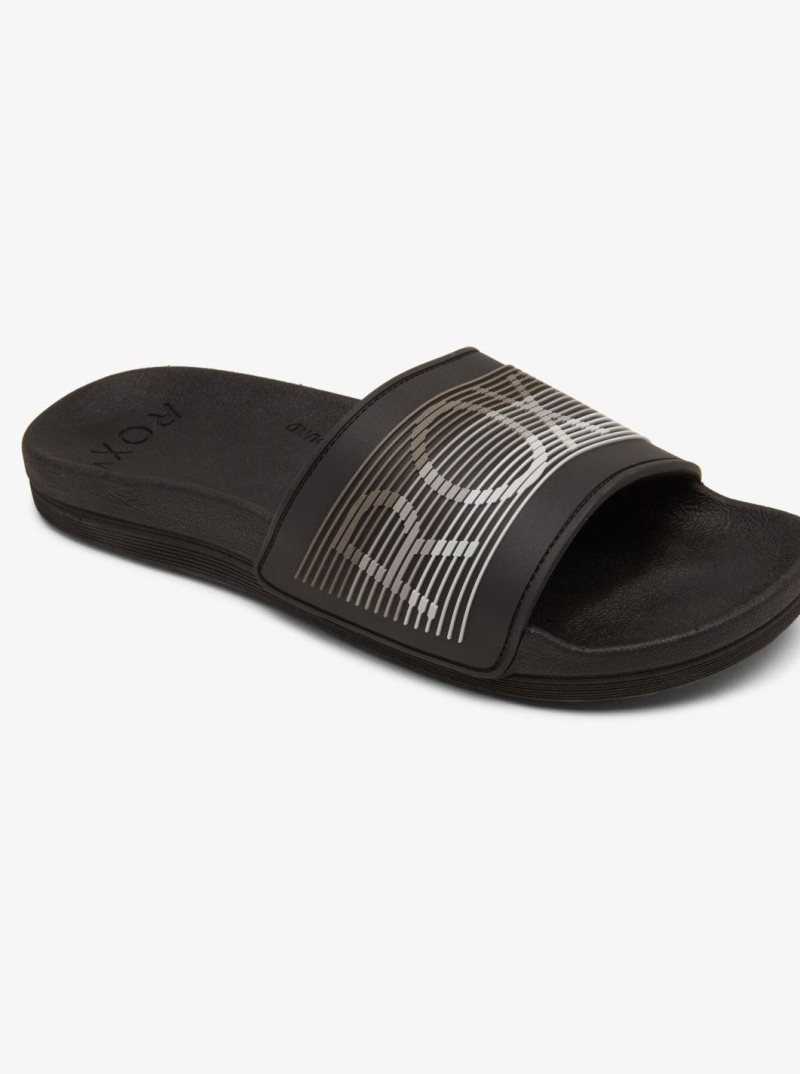 Black Roxy Slippy Water-Friendly Sandals | GRUBMV861