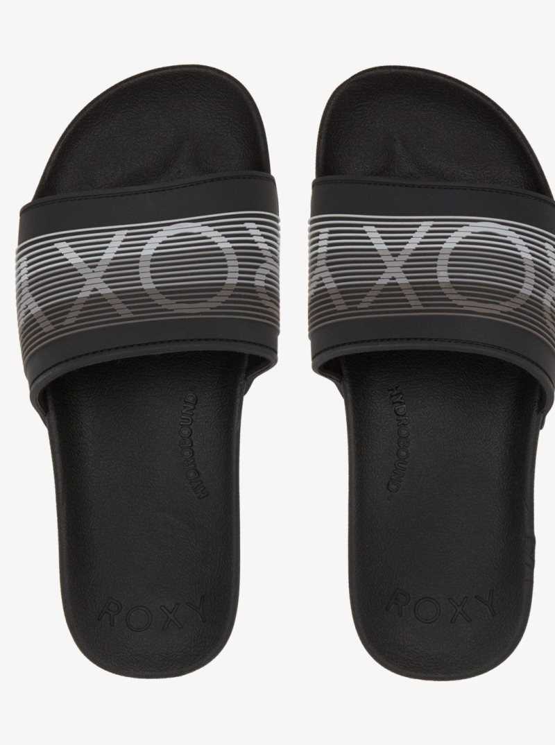 Black Roxy Slippy Water-Friendly Sandals | GRUBMV861