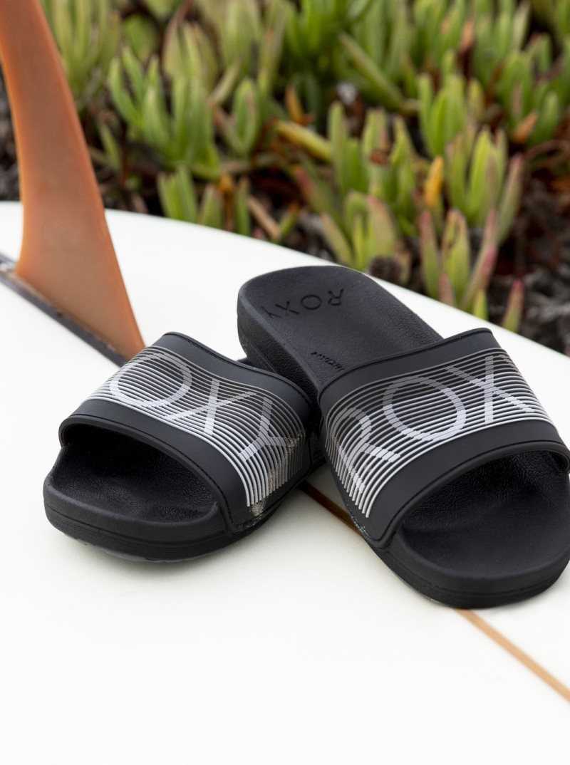 Black Roxy Slippy Water-Friendly Sandals | GRUBMV861