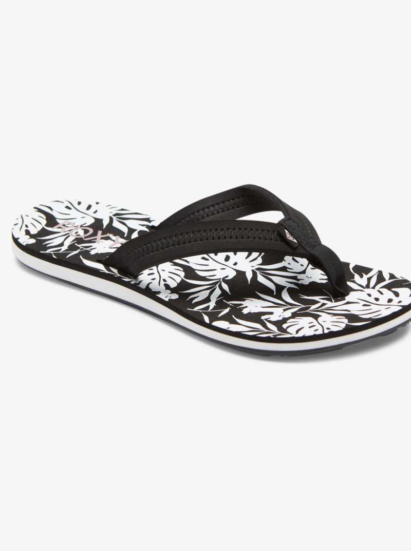 Black/White Roxy Vista Loreto Flip-Flops | ZACVIQ914