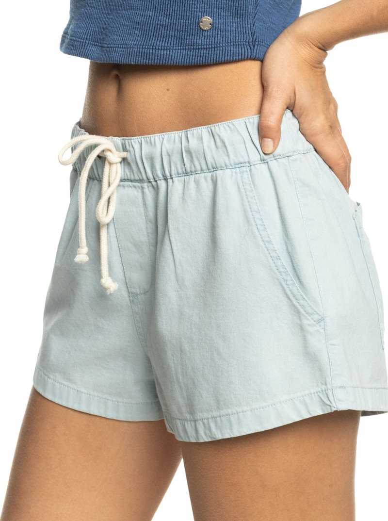 Bleached Blue Roxy Go To The Beach Denim Shorts | FEVHNZ546