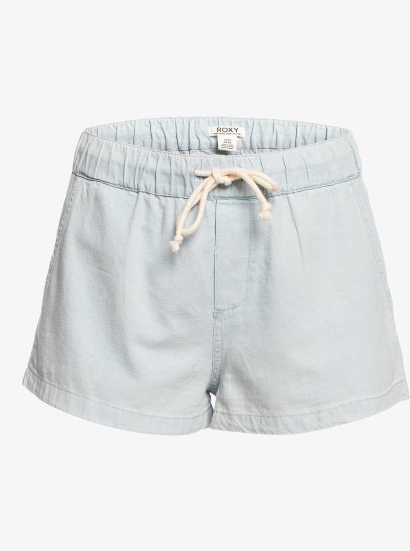 Bleached Blue Roxy Go To The Beach Denim Shorts | FEVHNZ546