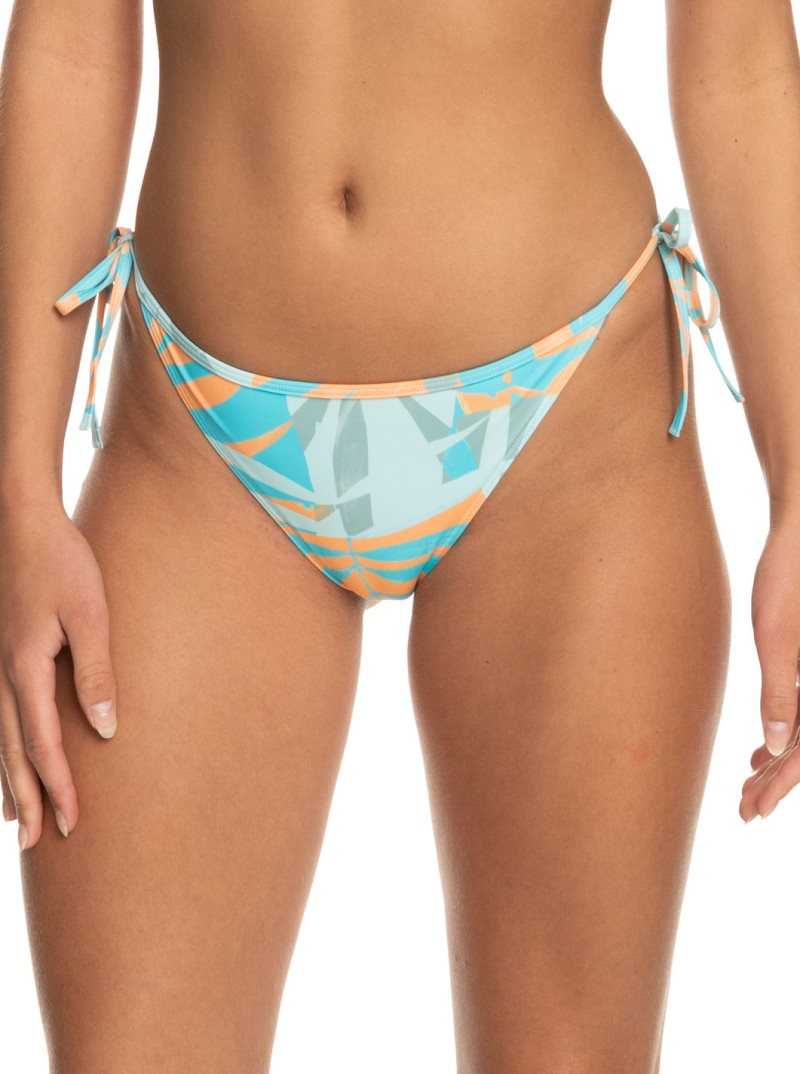 Blue Surf All Palmed Out Roxy Pro The Tie Slide Cheeky Bikini Bottoms | DYJKBL312