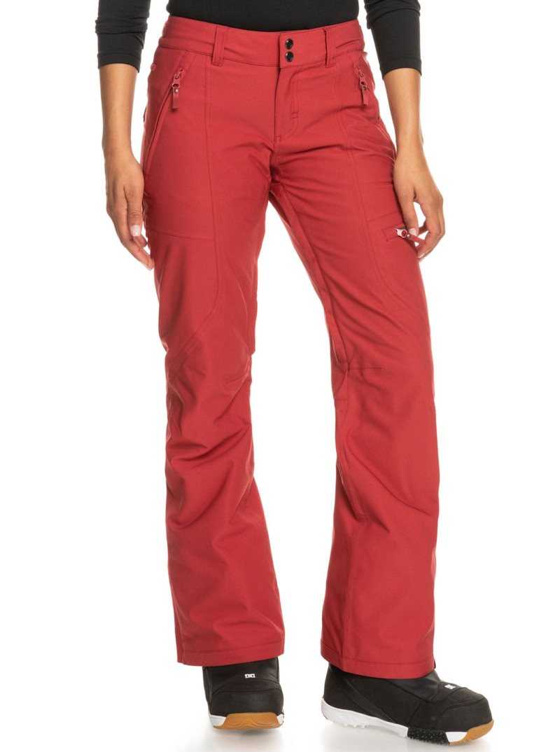 Brick Red Roxy Cabin Slim Fit Snow Pants | YWRZKC256