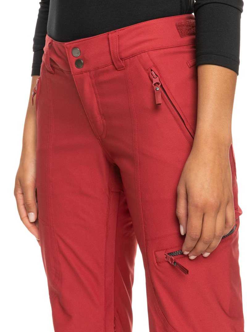 Brick Red Roxy Cabin Slim Fit Snow Pants | YWRZKC256