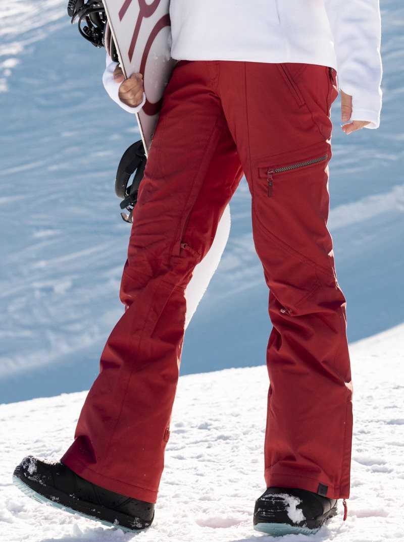 Brick Red Roxy Cabin Slim Fit Snow Pants | YWRZKC256