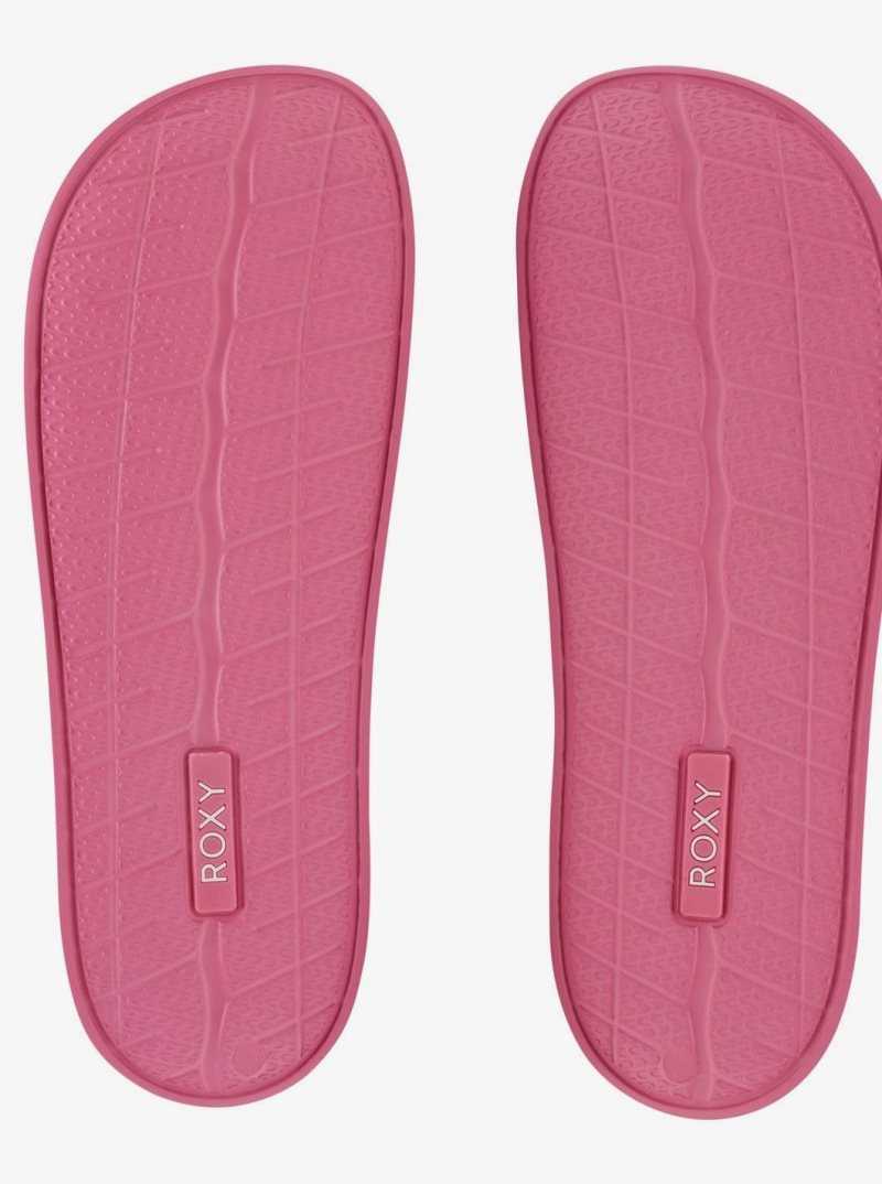 Bright Rose/Hot Pink Roxy Slippy Slide Sandals | JOMRUH976