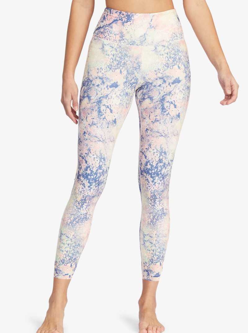 Bright White Concrete Jungle Roxy Kaileo High Waisted Ankle Length Workout Leggings | AVBCGN172