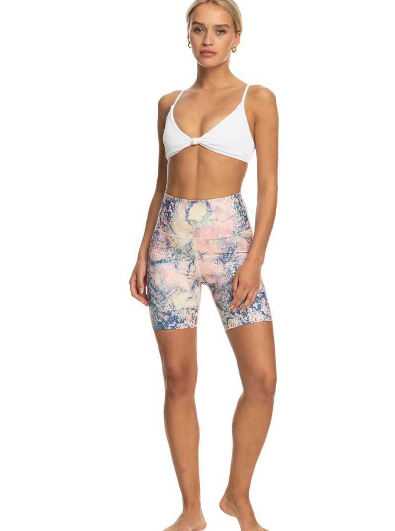 Bright White Concrete Jungle Roxy Kaileo High Waisted Biker Shorts | IECXRY580