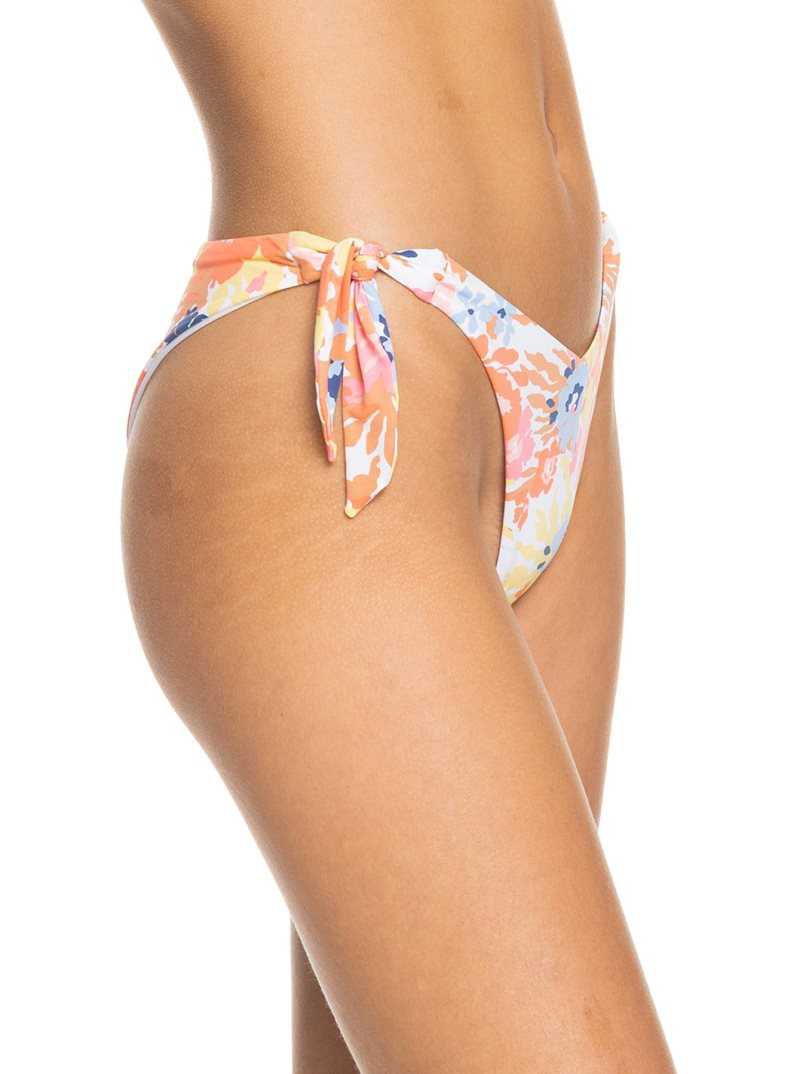 Bright White Floral Escape S Roxy Printed Beach Classics Cheeky Bikini Bottoms | BAFXHJ752