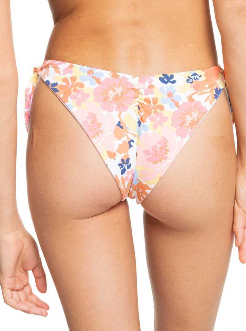 Bright White Floral Escape S Roxy Printed Beach Classics Cheeky Bikini Bottoms | BAFXHJ752