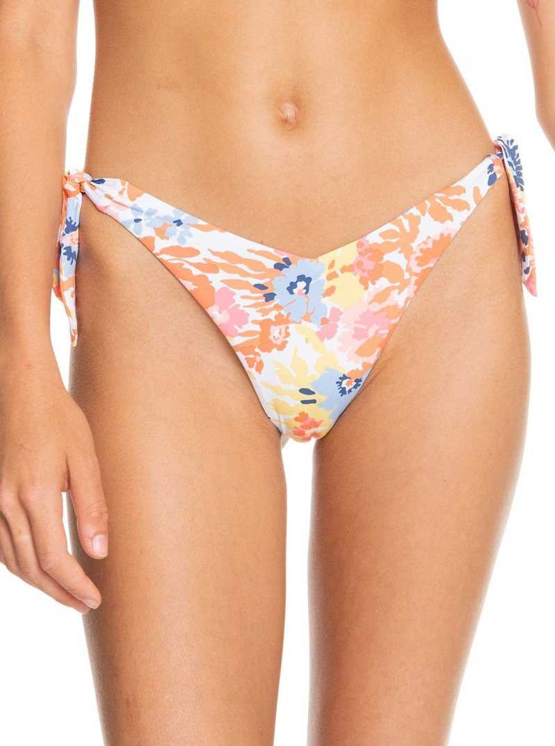 Bright White Floral Escape S Roxy Printed Beach Classics Cheeky Bikini Bottoms | BAFXHJ752