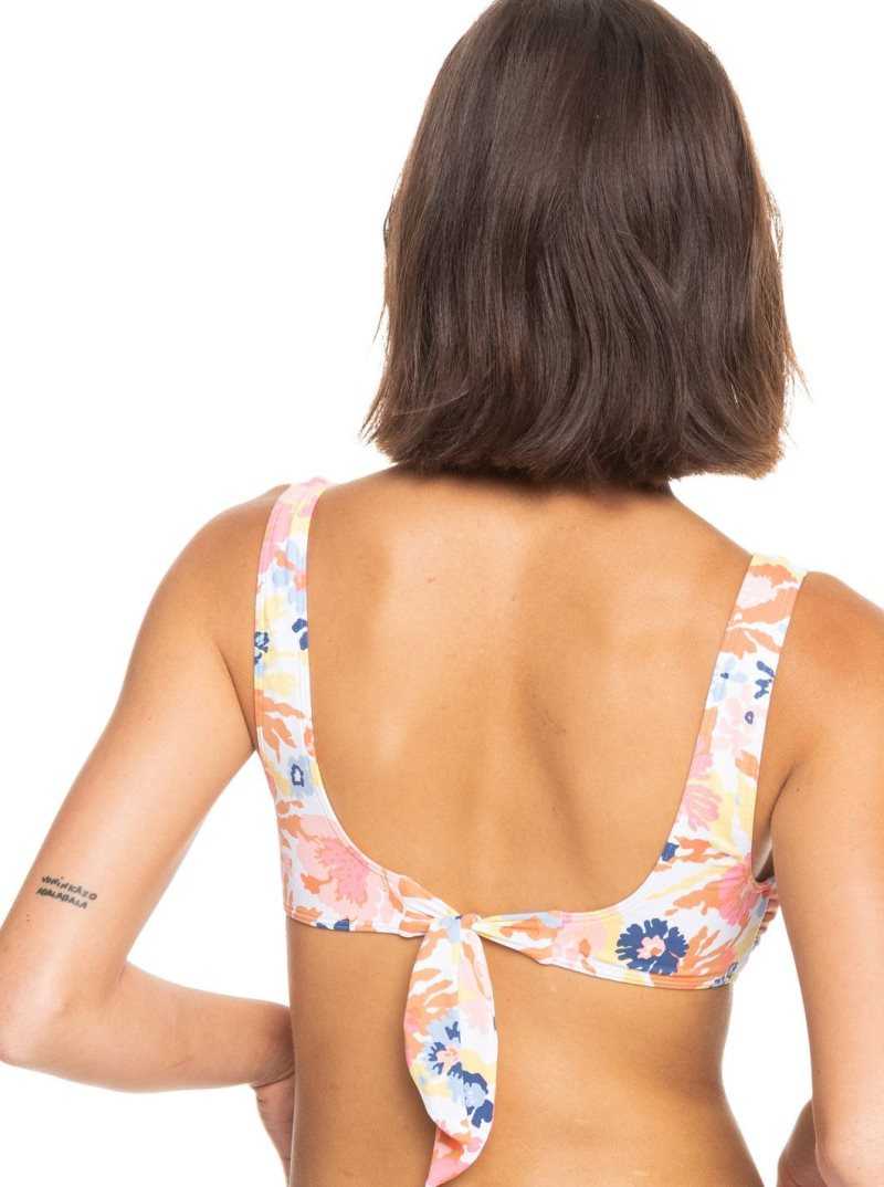 Bright White Floral Escape S Roxy Printed Beach Classics Bralette Bikini Top | JEHZTM618