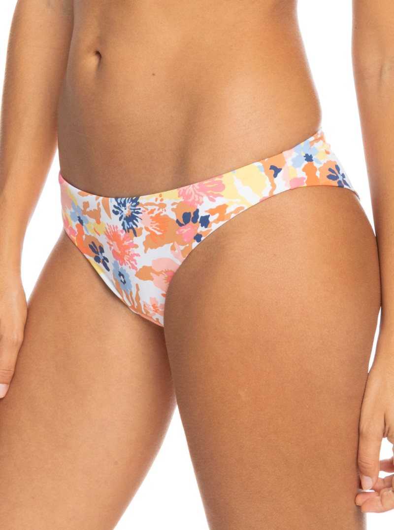 Bright White Floral Escape S Roxy Printed Beach Classics Cheeky Bikini Bottoms | ZXBIVT360