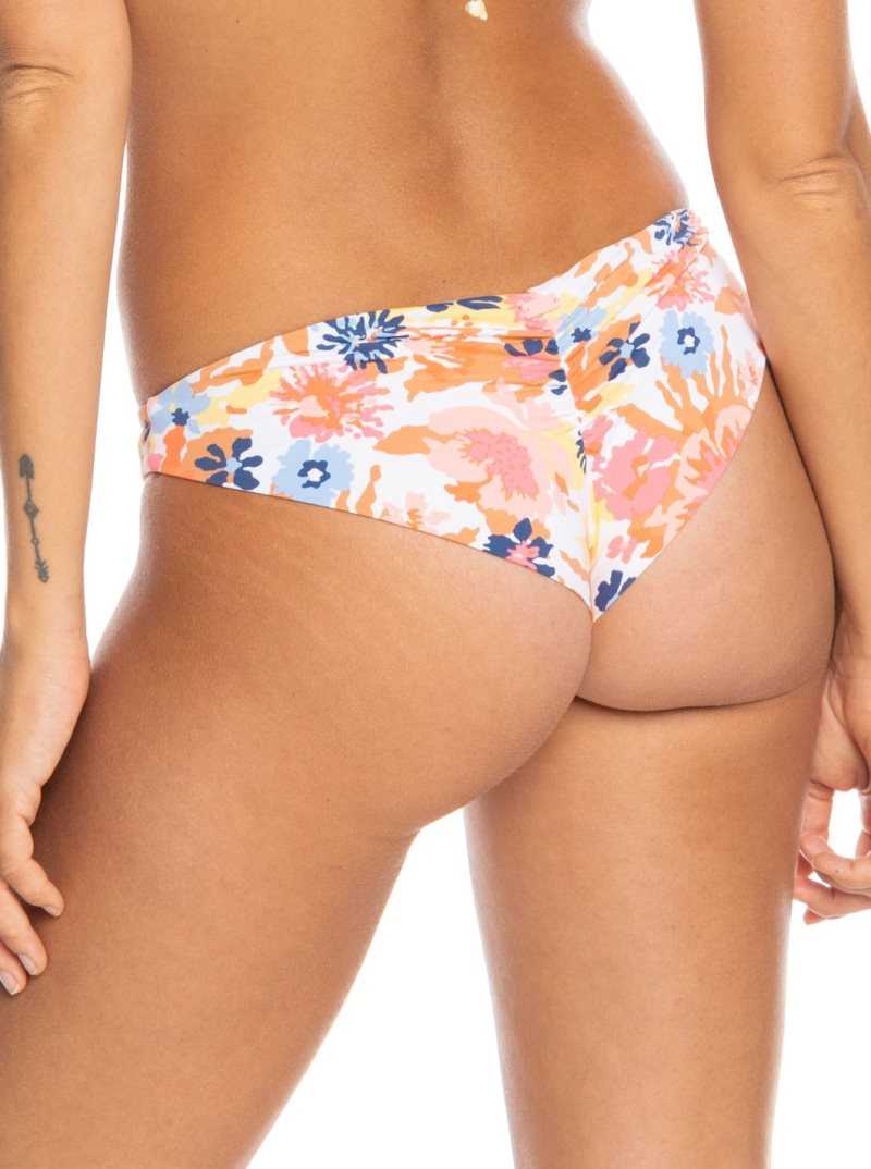 Bright White Floral Escape S Roxy Printed Beach Classics Cheeky Bikini Bottoms | ZXBIVT360