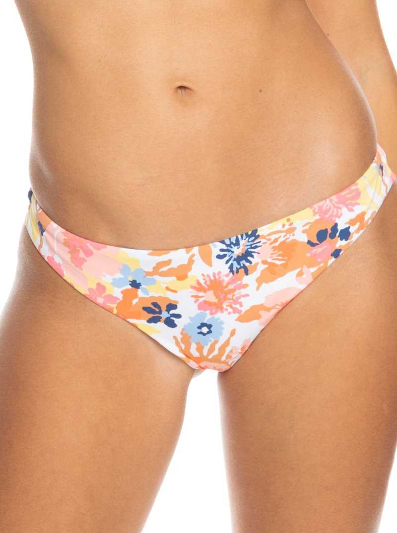 Bright White Floral Escape S Roxy Printed Beach Classics Cheeky Bikini Bottoms | ZXBIVT360