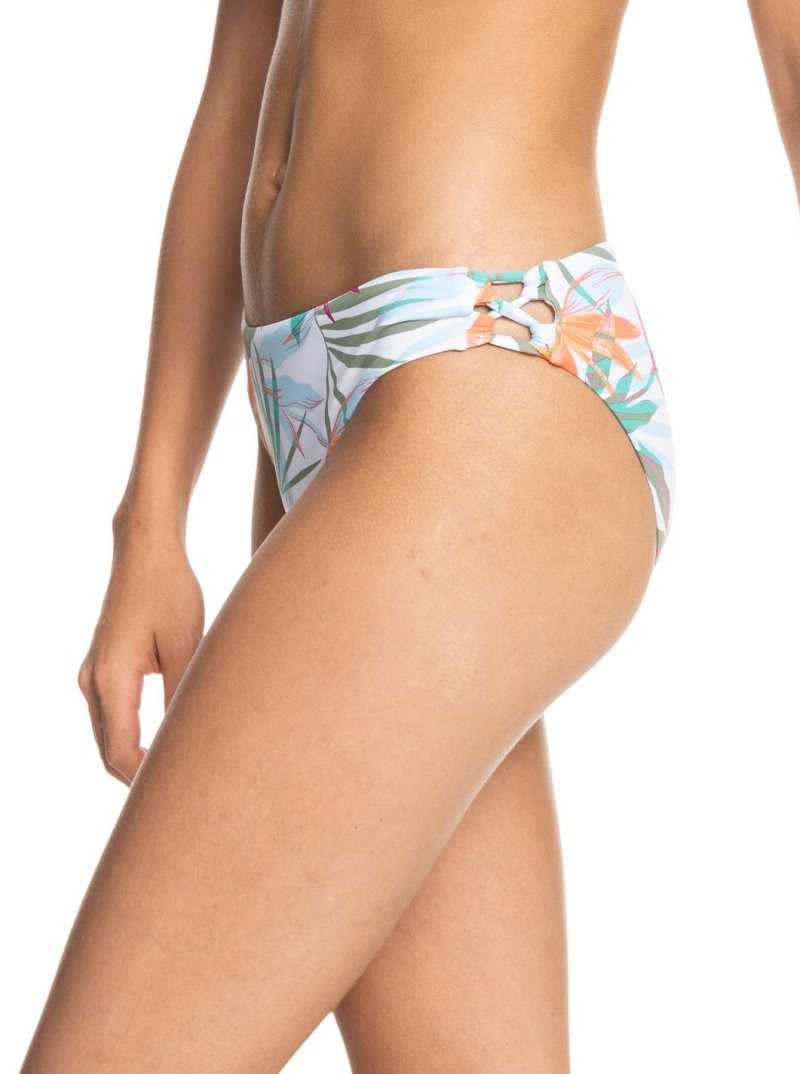 Bright White Floral Of Paradis Roxy Beach Classics Hipster Bikini Bottoms | HPRBNG867