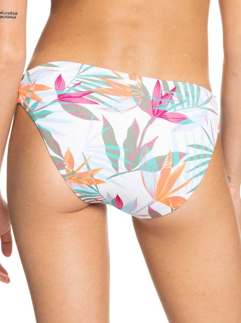 Bright White Floral Of Paradis Roxy Beach Classics Hipster Bikini Bottoms | HPRBNG867