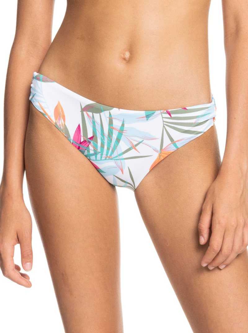 Bright White Floral Of Paradis Roxy Beach Classics Hipster Bikini Bottoms | HPRBNG867