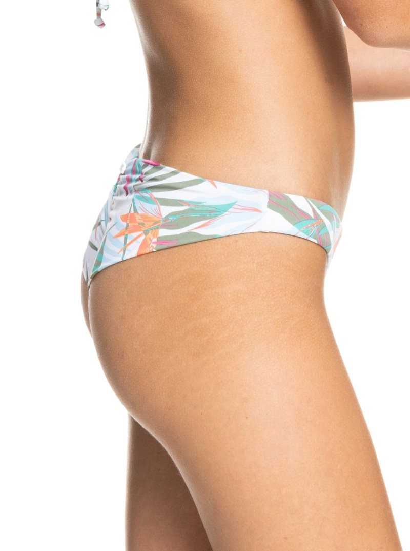 Bright White Floral Of Paradis Roxy Beach Classics Cheeky Bikini Bottoms | YLKDGR745