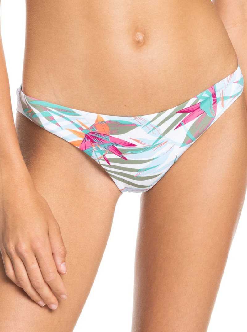 Bright White Floral Of Paradis Roxy Beach Classics Cheeky Bikini Bottoms | YLKDGR745