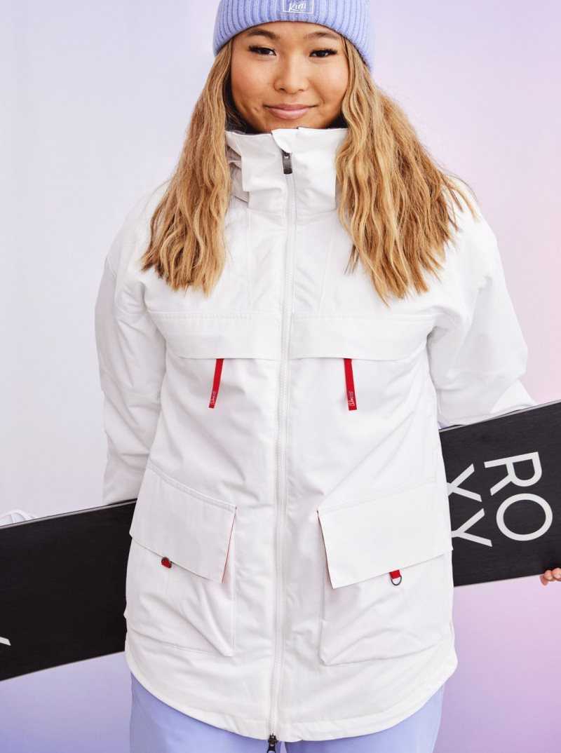 Bright White Roxy Chloe Kim Insulated Snow Jacket | VDKNEY579