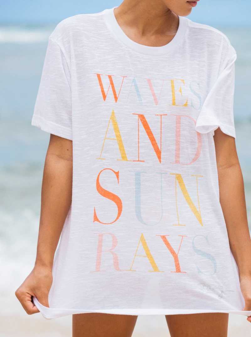 Bright White Roxy Crystal Visions Oversized T-Shirt | LNOPAW829