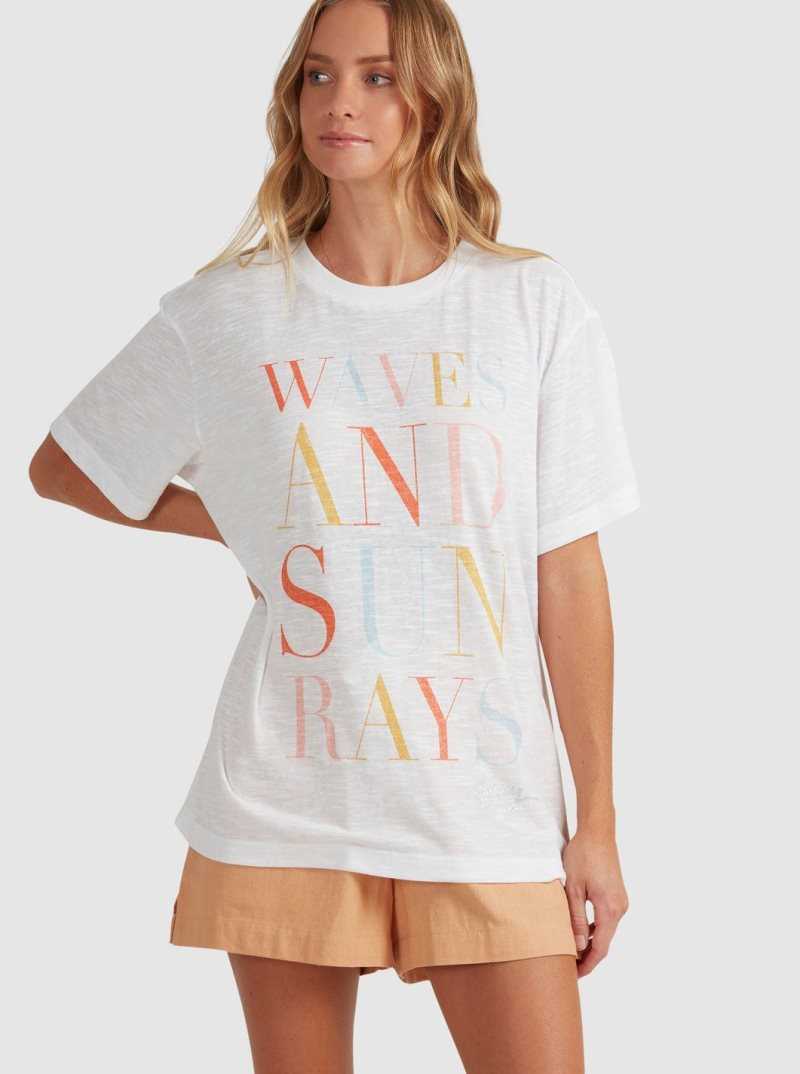 Bright White Roxy Crystal Visions Oversized T-Shirt | LNOPAW829