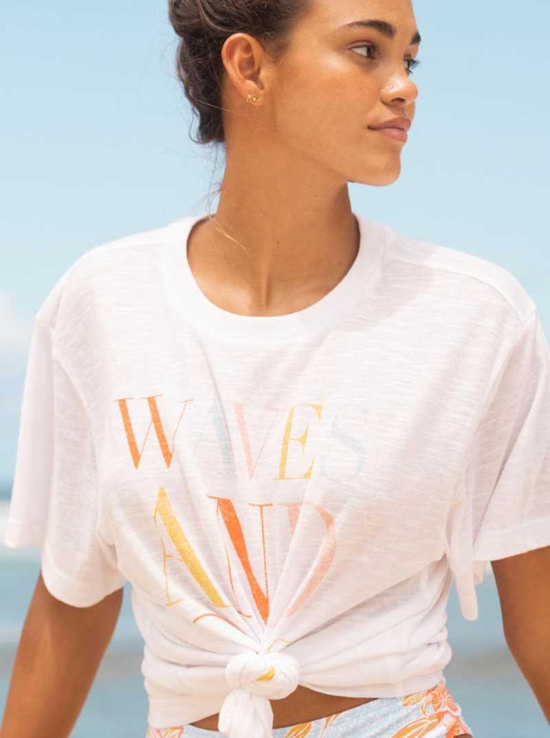 Bright White Roxy Crystal Visions Oversized T-Shirt | LNOPAW829