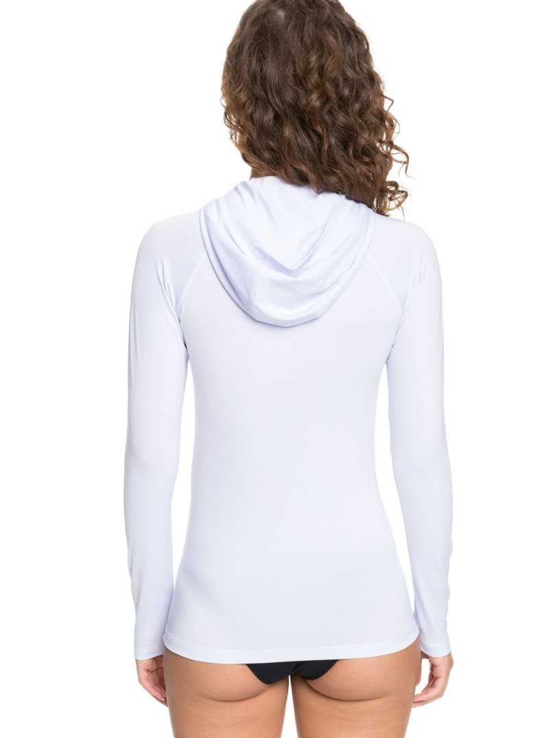 Bright White Roxy Essentials Hooded UPF 50 Long Sleeve Rashguard | BAPDVC258