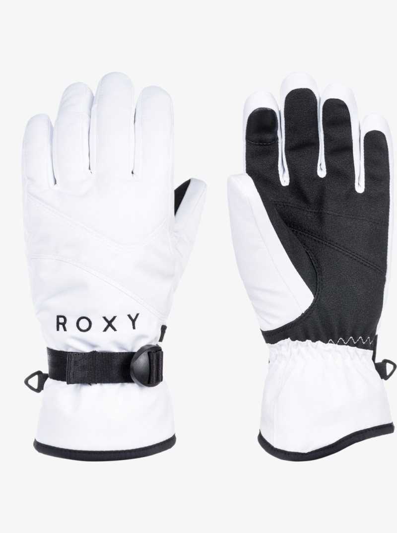 Bright White Roxy Jetty Solid Insulated Snowboard/Ski Gloves | QZFLAX458