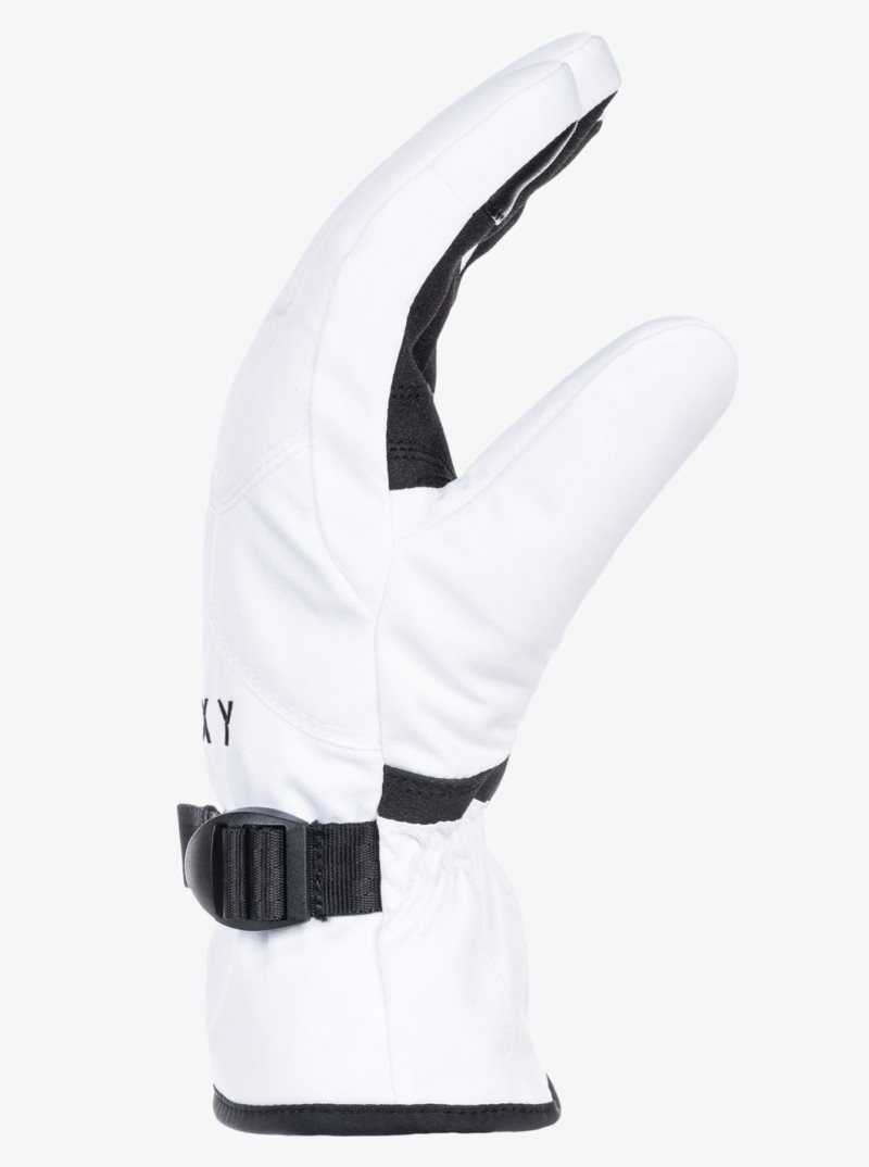 Bright White Roxy Jetty Solid Insulated Snowboard/Ski Gloves | QZFLAX458