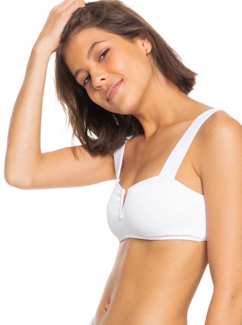 Bright White Roxy Love Bralette Bikini Top | VTSLAR682