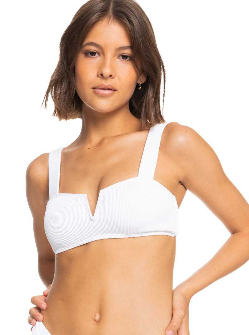 Bright White Roxy Love Bralette Bikini Top | VTSLAR682