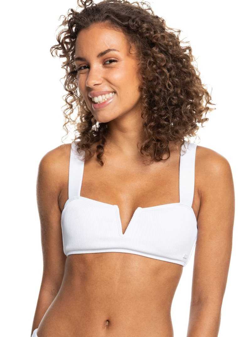 Bright White Roxy Love The Coco V Bralette Bikini Top | THAXIE926