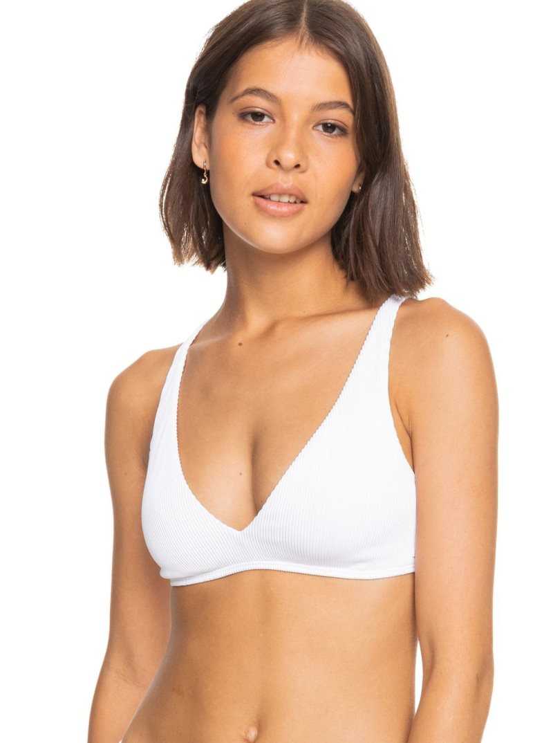 Bright White Roxy Love The Oceana Bikini Top | IQZRAD340