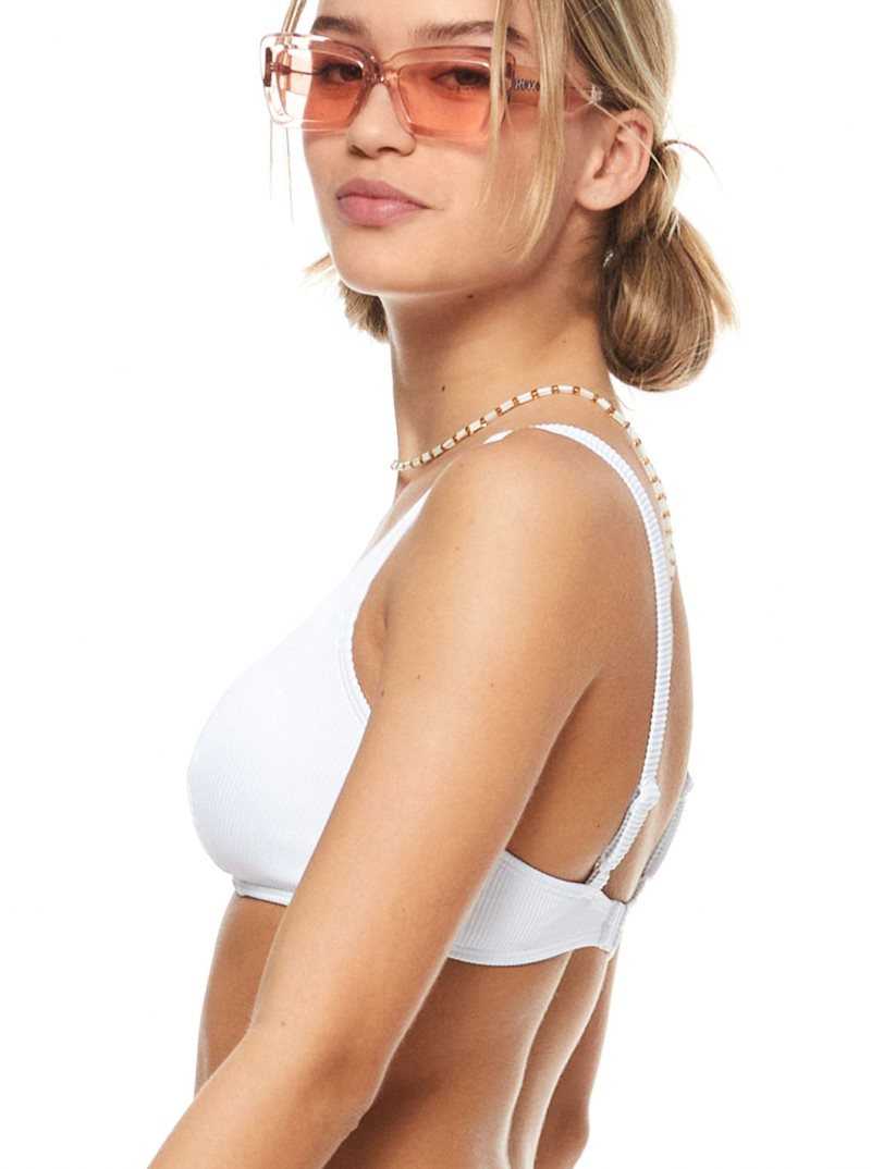 Bright White Roxy Love The Sun Ray Bikini Top | AXCVJW569