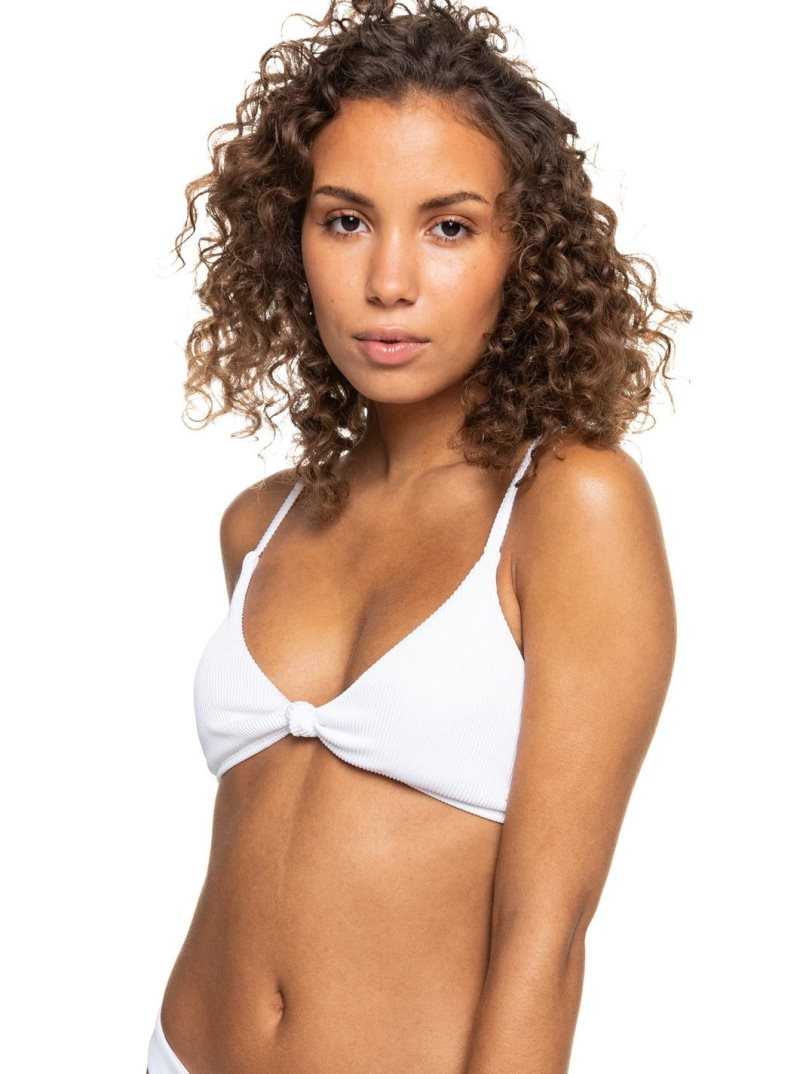 Bright White Roxy Love The Surf Knot Triangle Bikini Top | WZUVQK520