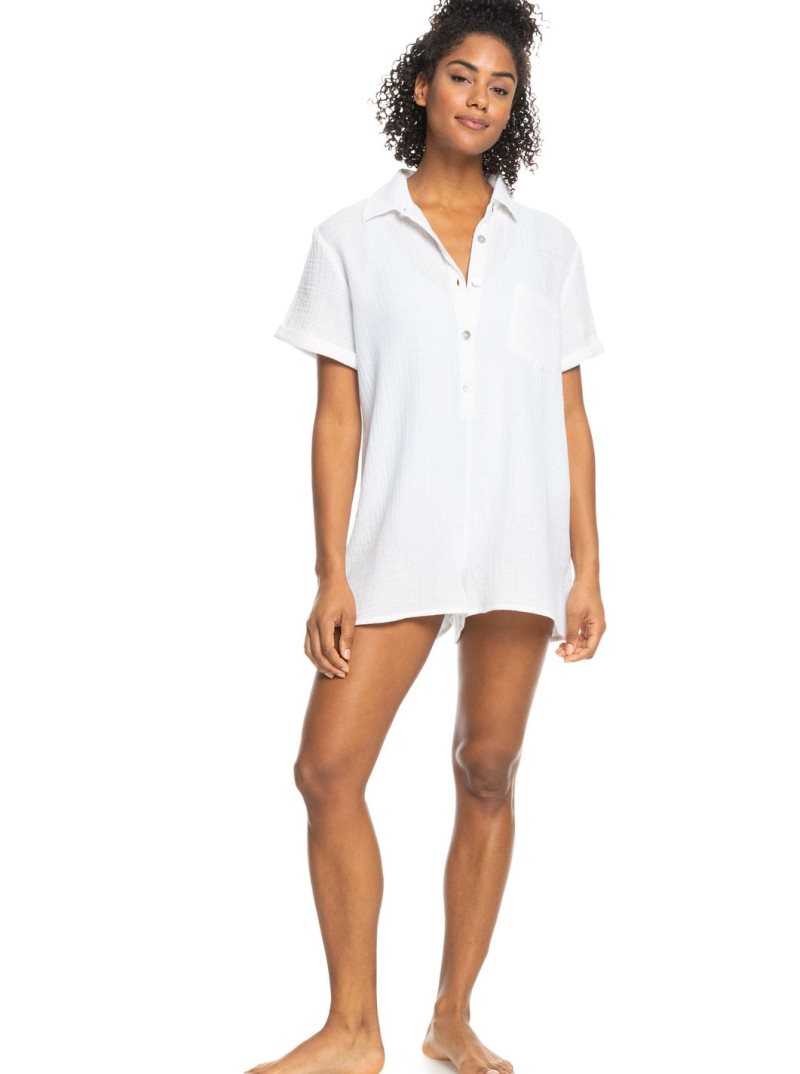 Bright White Roxy Loved By You Beach Cover-Up Romper | IFVBZW045