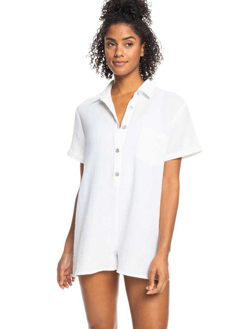 Bright White Roxy Loved By You Beach Cover-Up Romper | IFVBZW045