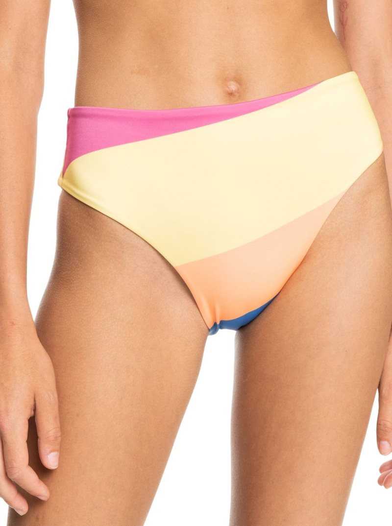 Bright White Roxy POP SURF Mid Waist Bikini Bottoms | ACUFIH563