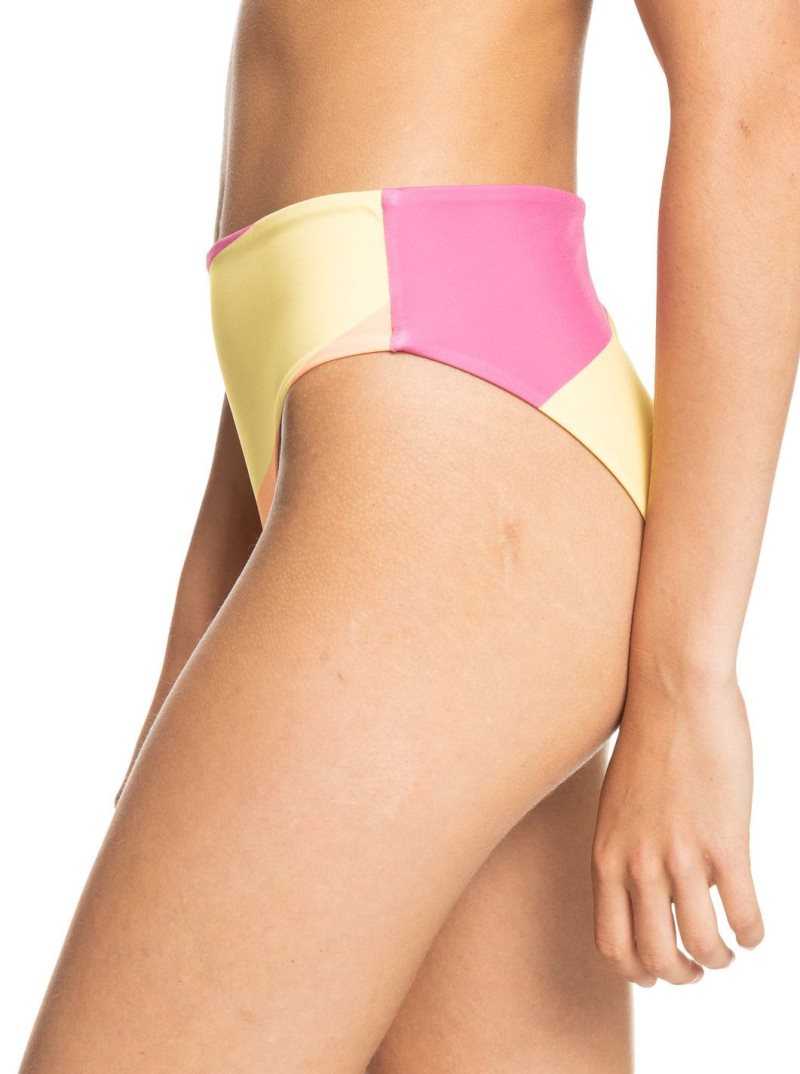 Bright White Roxy POP SURF Mid Waist Bikini Bottoms | ACUFIH563