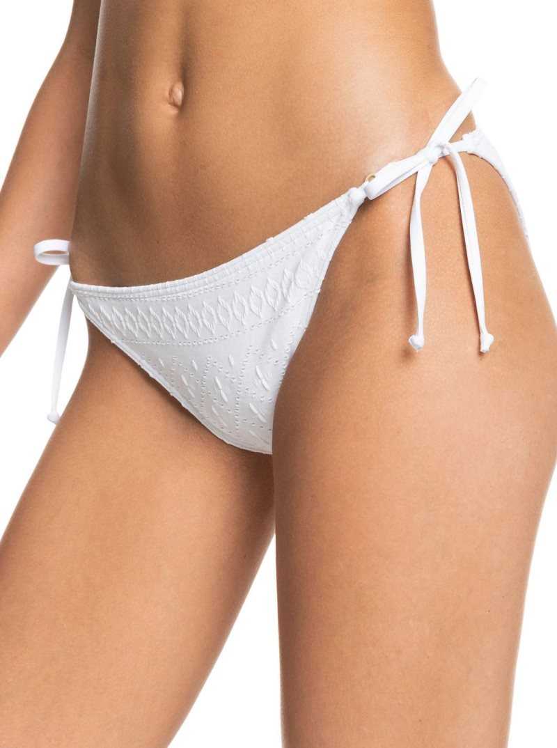 Bright White Roxy Quiet Beauty Tie Side Bikini Bottoms | LOBAUI731