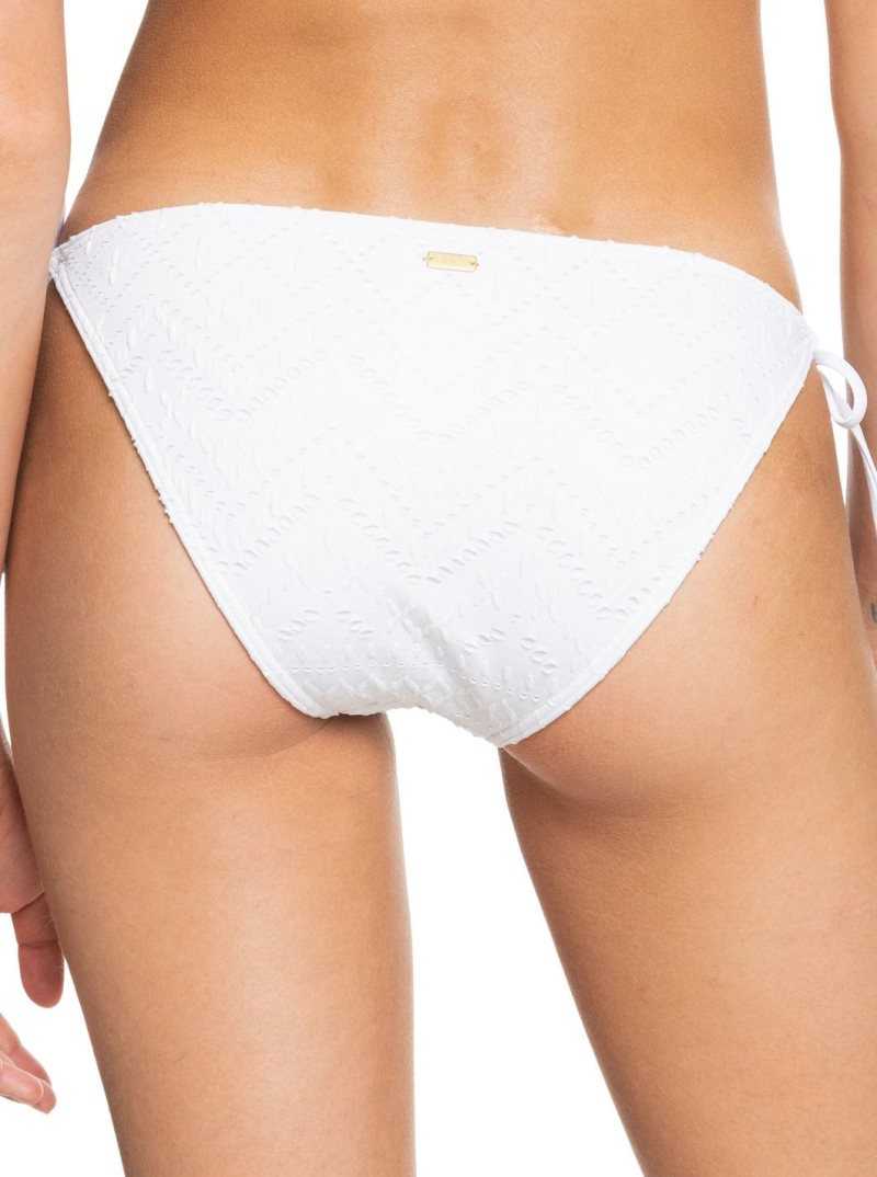 Bright White Roxy Quiet Beauty Tie Side Bikini Bottoms | LOBAUI731