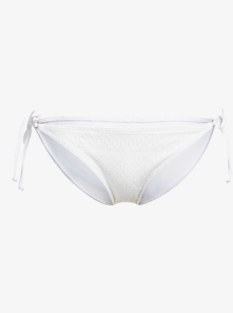 Bright White Roxy Quiet Beauty Tie Side Bikini Bottoms | LOBAUI731