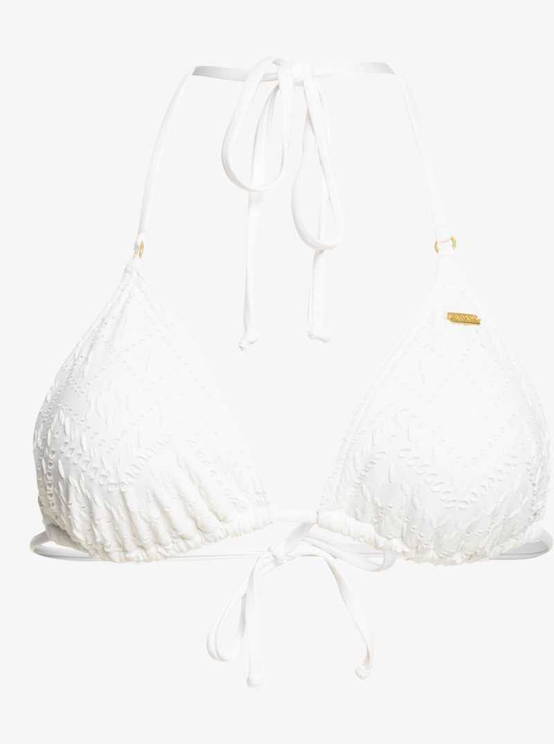 Bright White Roxy Quiet Beauty Triangle Bikini Top | DPFYBN589